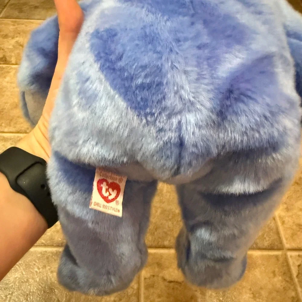 Ty Beanie Buddy Clubby II Blue Bear Plush Silver Ribbon 1999 14 inch 09991 VTG